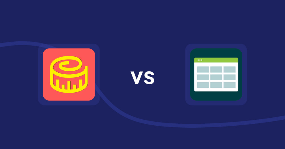Shopify Product Display Apps: Snake Size Chart & Size Guide vs. Product Table