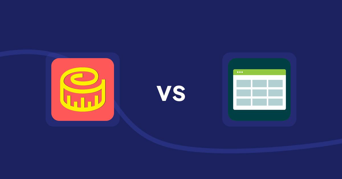 Shopify Product Display Apps: Snake Size Chart & Size Guide vs. Product Table