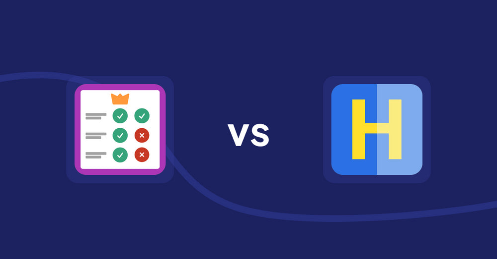 Shopify Product Display Apps: Pretty Comparison Tables vs HiVar: Hide Sold Out Variants