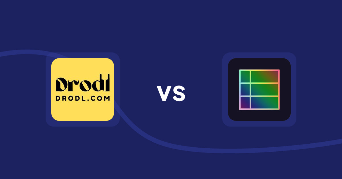 Shopify Product Display Apps: Drodl: Hide SoldOut Products vs TableFlow Specification Table