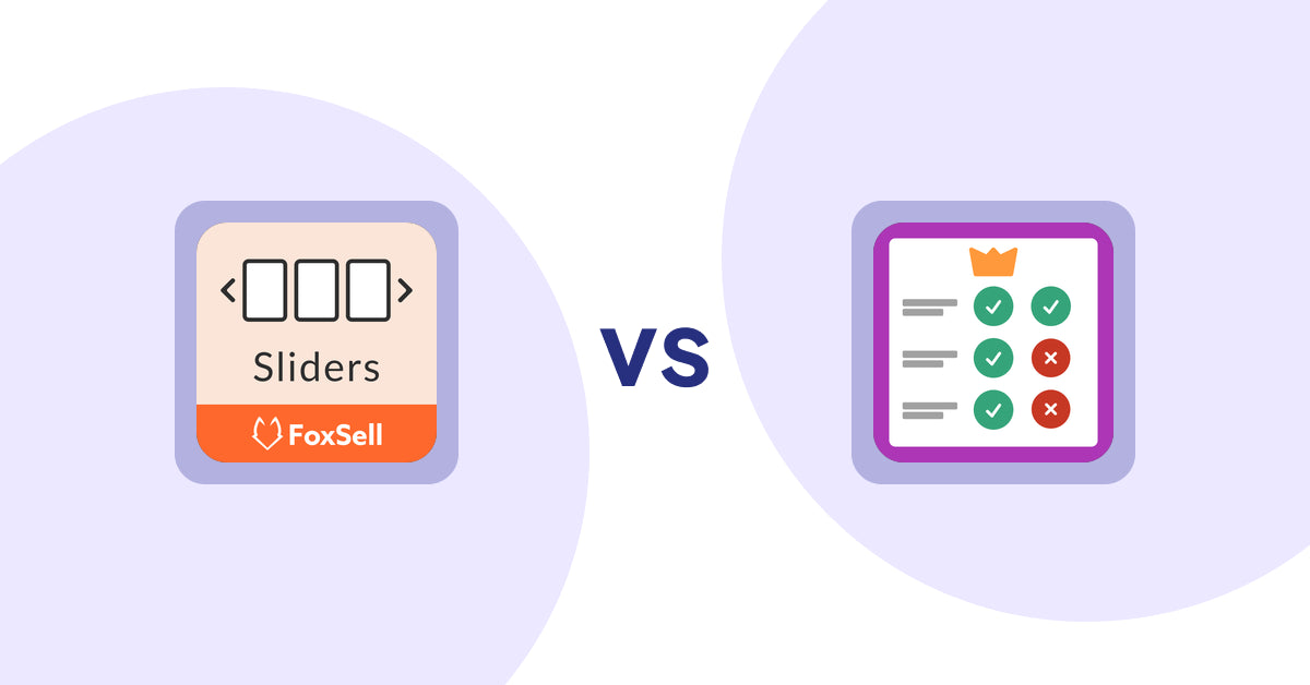 Shopify Product Display Apps: FoxSell Slider & Carousel vs Pretty Comparison Tables