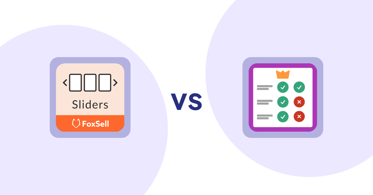 Shopify Product Display Apps: FoxSell Slider & Carousel vs Pretty Comparison Tables