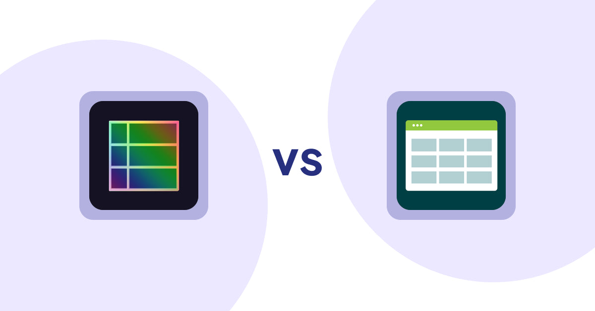 Shopify Product Display Apps: TableFlow Specification Table vs Product Table