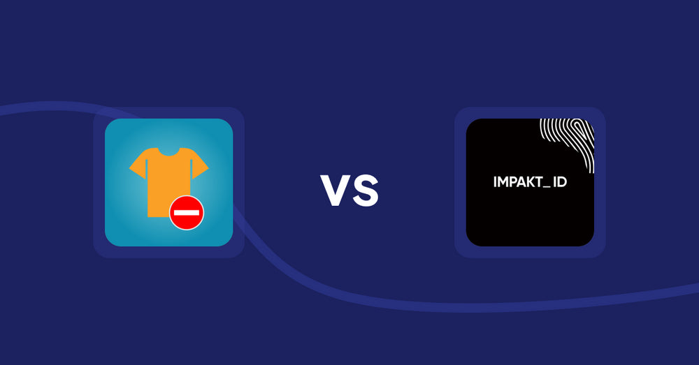 Shopify Product Display Apps: Products Unavailable vs. IMPAKT ID: fashion CO2 tracker