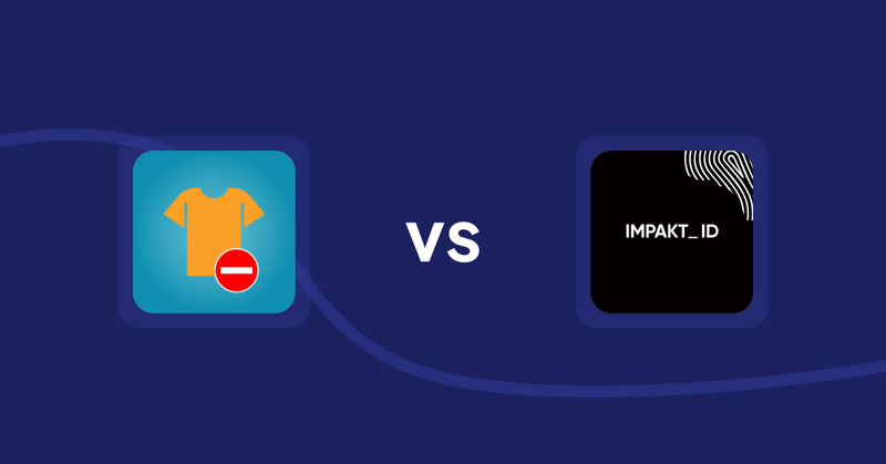 Shopify Product Display Apps: Products Unavailable vs. IMPAKT ID: fashion CO2 tracker
