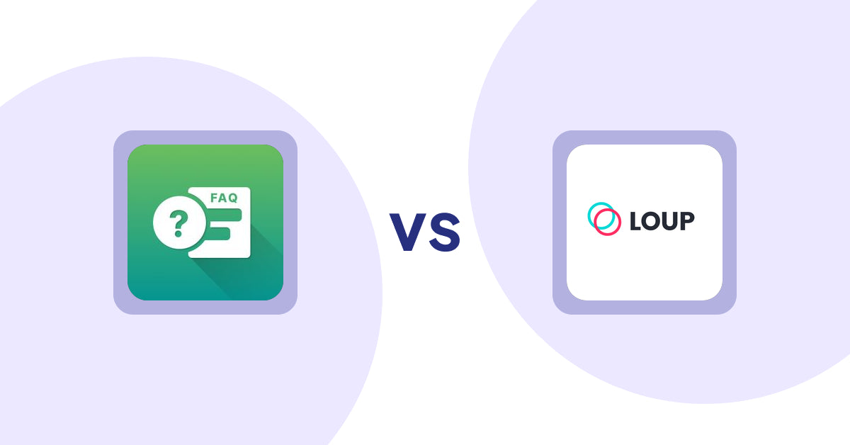 Shopify Product Display Apps: FAQ Expert: Product FAQ vs Loup: Sell on Instagram