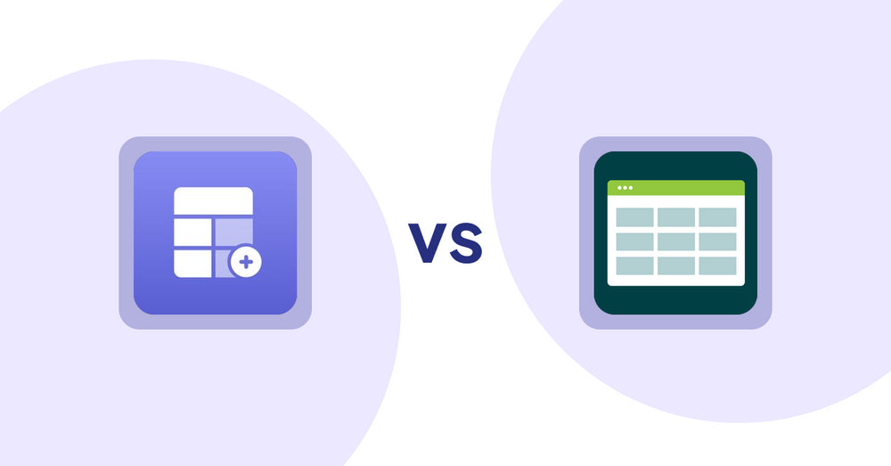 Shopify Product Display Apps: Eazy Specification Tags Table vs. Product Table