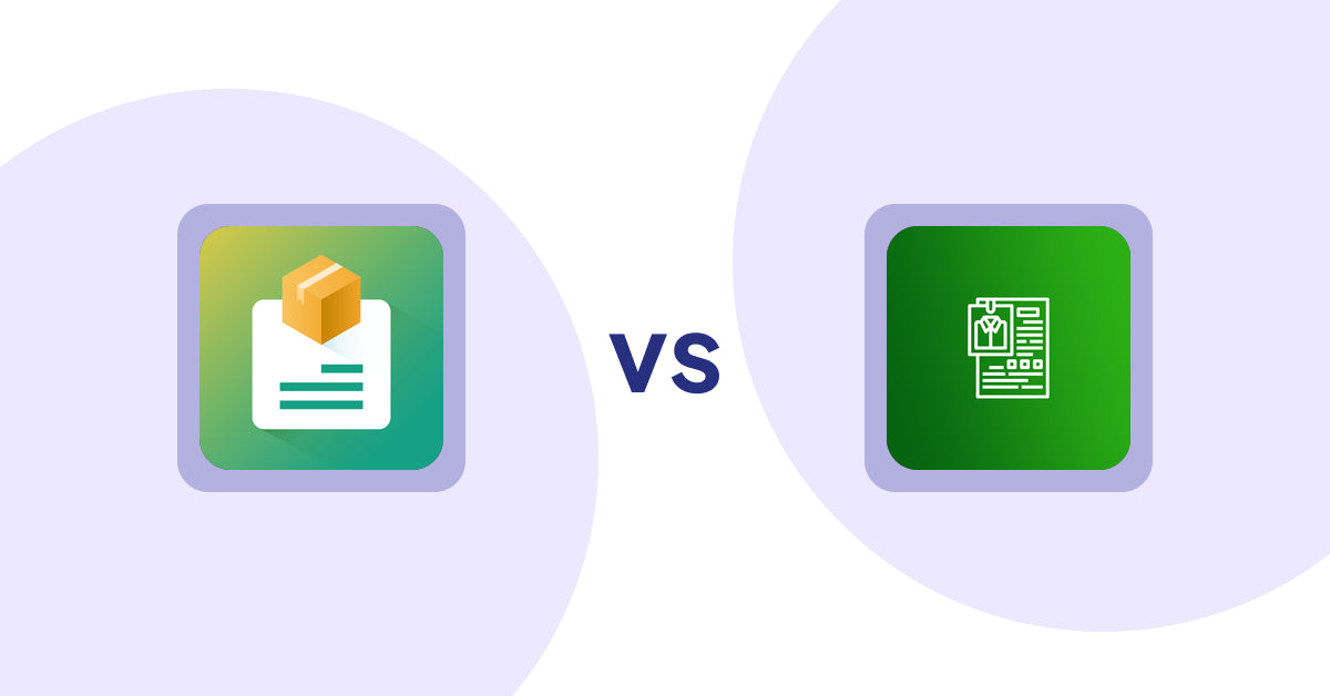 Shopify Product Display Apps: Product Descriptions by AMP vs OC Product Size Chart