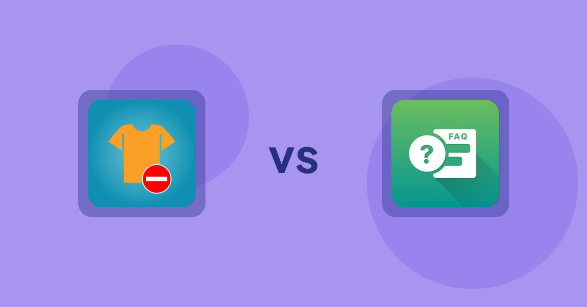Shopify Product Display Apps: Products Unavailable vs FAQ Expert: Product FAQ