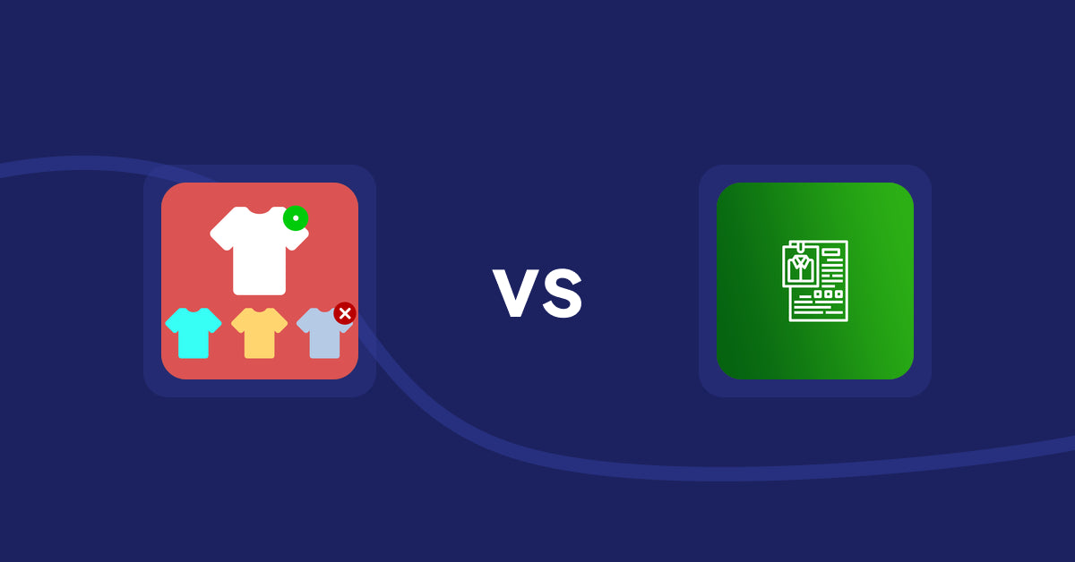 Shopify Product Display Apps: ST: Product & Collection Sort vs OC Product Size Chart