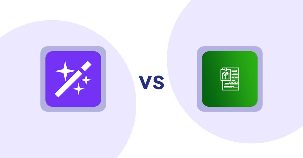 Shopify Product Display Apps: Magi ‑ AI Write Description vs OC Product Size Chart