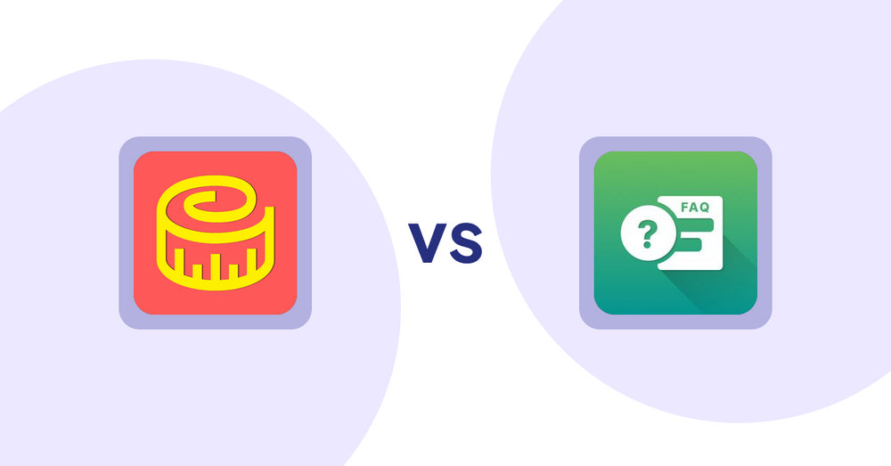 Shopify Product Display Apps: Snake Size Chart & Size Guide vs FAQ Expert: Product FAQ