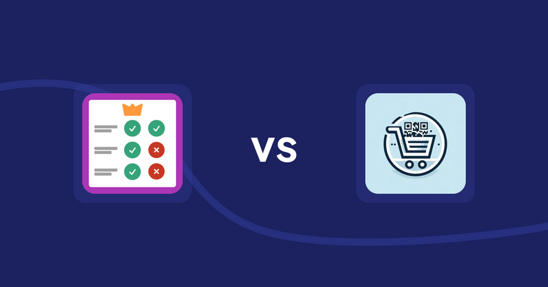 Shopify Product Display Apps: Pretty Comparison Tables vs. QR Cartify