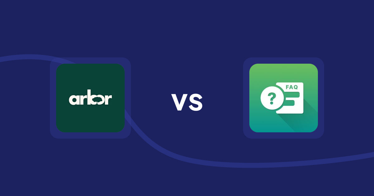 Shopify Product Display Apps: Arbor ― Carbon Transparency vs FAQ Expert: Product FAQ