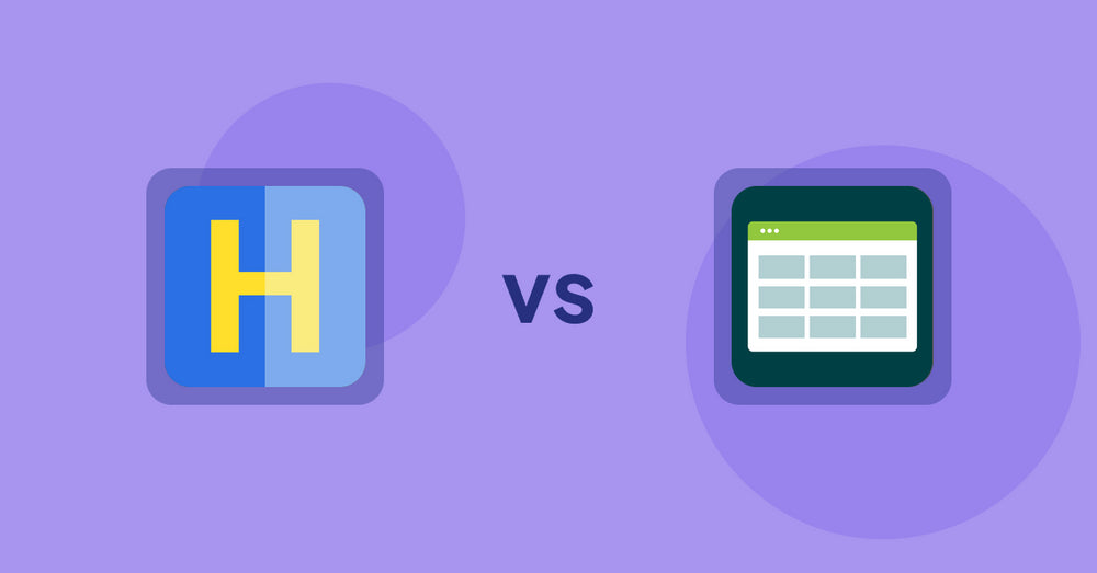 Shopify Product Display Apps: HiVar : Hide Sold Out Variants vs Product Table