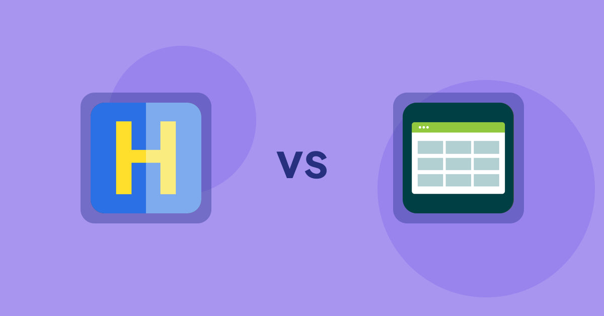 Shopify Product Display Apps: HiVar : Hide Sold Out Variants vs Product Table