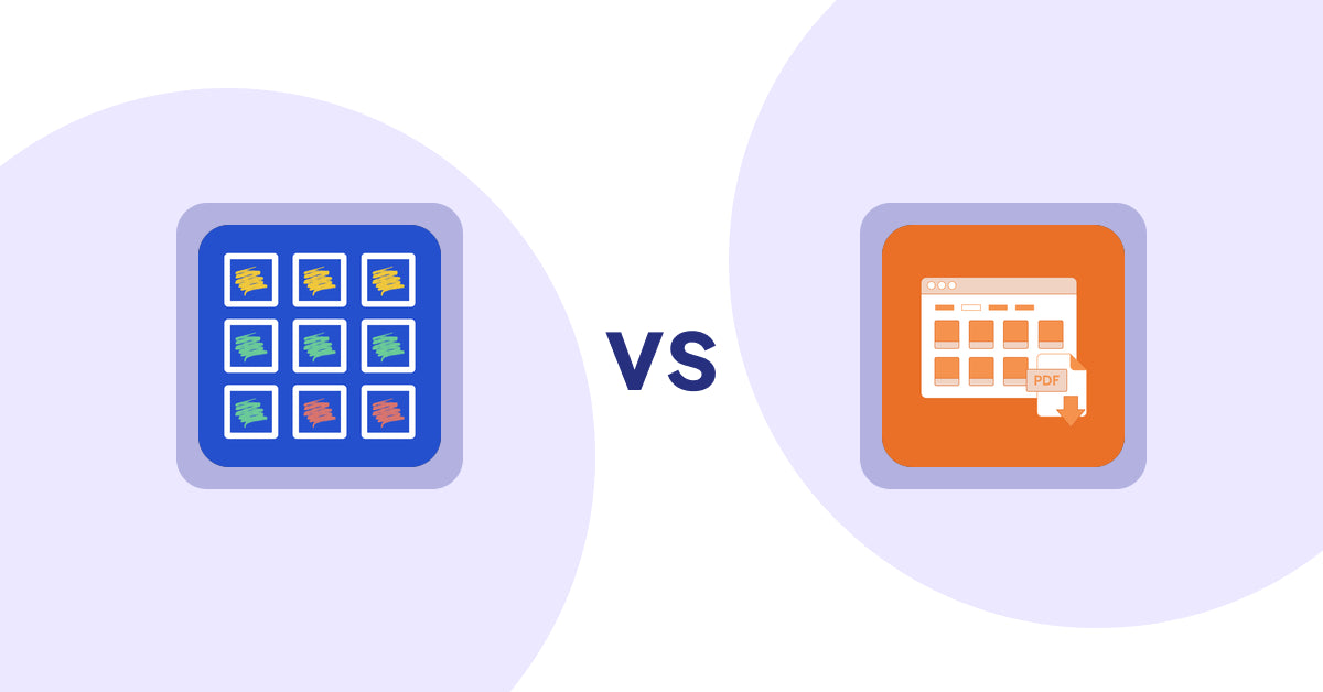 Shopify Product Display Apps: Pixc: Visual Merchandising vs Meetanshi PDF Product Catalog