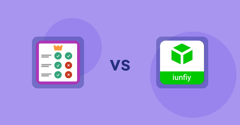 Shopify Product Display Apps: Pretty Comparison Tables vs iunfiy • Related Products