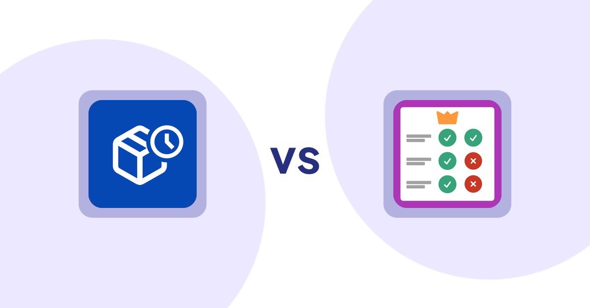Shopify Product Display Apps: PreOrder Alpha vs Pretty Comparison Tables