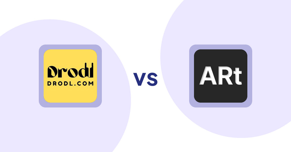 Shopify Product Display Apps: Drodl: Hide SoldOut Products vs. Wall Art Viewer AR
