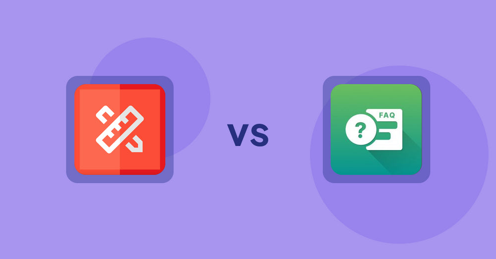 Shopify Product Display Apps: RT: Size Chart, Size Guide vs FAQ Expert: Product FAQ