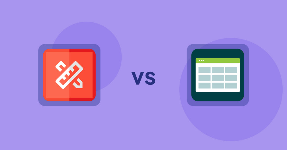 Shopify Product Display Apps: RT: Size Chart, Size Guide vs. Product Table