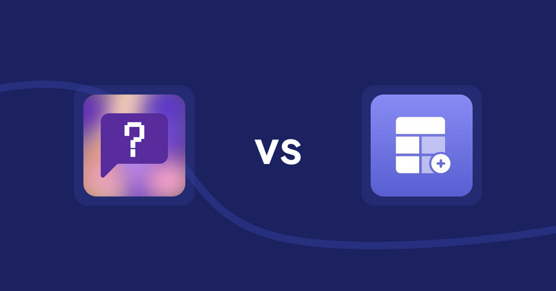Shopify Product Display Apps: FAQbucket ‑ Help Center & FAQ vs Eazy Specification Tags Table