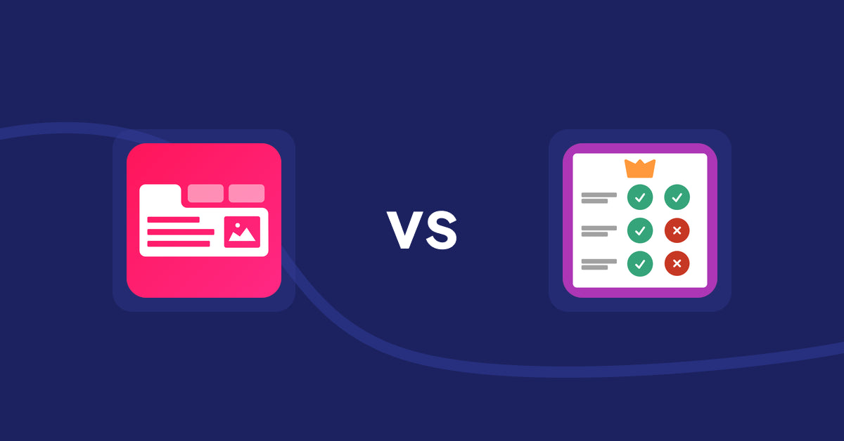 Shopify Product Display Apps: Tabs+ Product Descriptions vs Pretty Comparison Tables