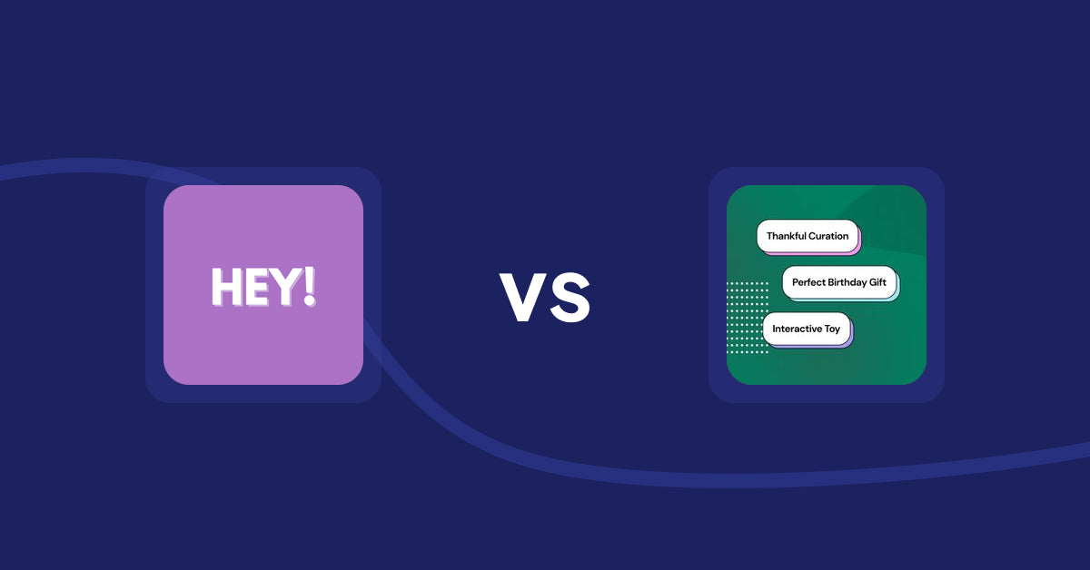Shopify Product Display Apps: Hey! Product Page Banner & Text vs. FeatureFrame ‑ Pretty Product