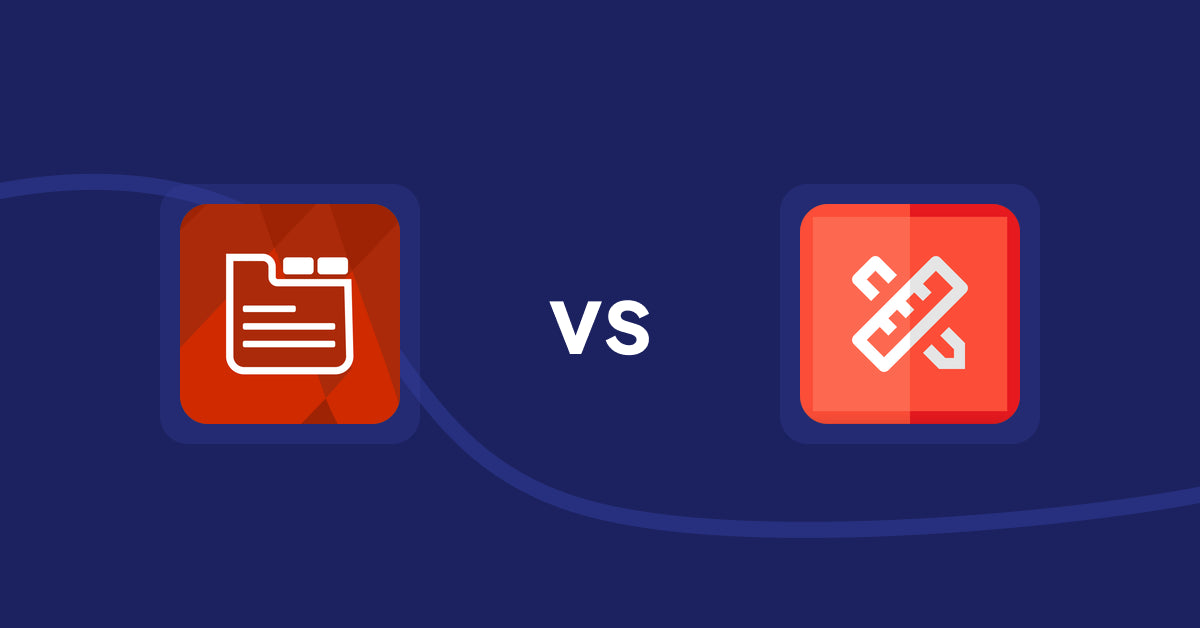 Shopify Product Display Apps: Tabs: SEO Product Tabs with AI vs RT: Size Chart, Size Guide